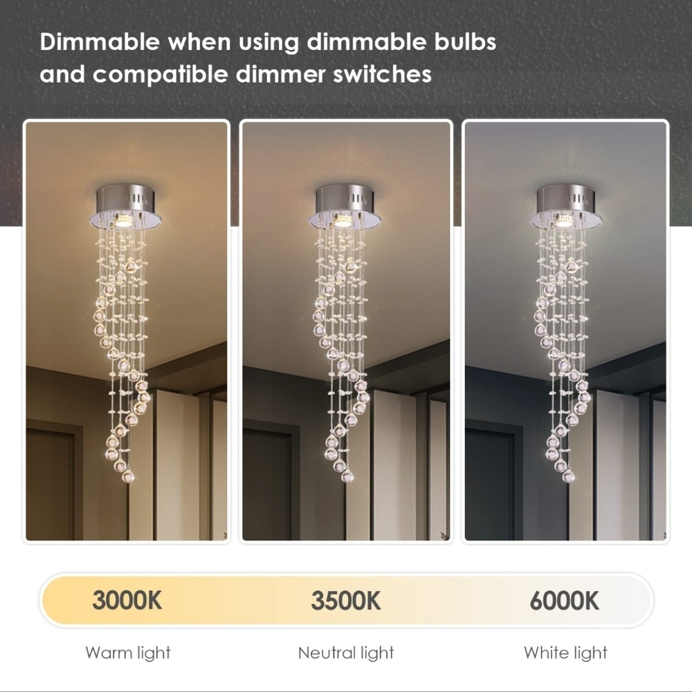 Raindrop Chandelier, Mini Flush Mount Chandelier with Crystals, D8 X H30